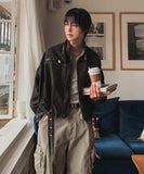 Motion Belted Balloon Denim Jacket