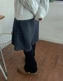 Mudori Wool Check Banding Midi Skirt