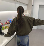 High-Neck Button Zipper Bomber String Jacket