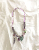 Hinning Heart Pendant Flower Bead Necklace