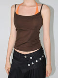 [with cup] TWO TONE HALTER TOP