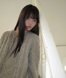 Veda cable round neck over wool knit