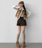 Full Fleece Brushed High Neck Buckle Mustang Vest