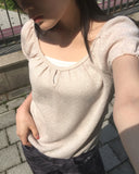 Eveny shirring volume hole short sleeve knit