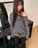 Mui Stripe Round Neck Loose Fit Knit