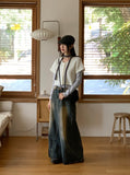 Ito Sand Washing Wide Maxi Denim Skirt