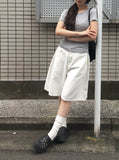 [Planning] Maku Pintuck Cotton Bermuda Wide Pants