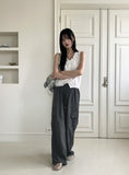 Coffin punched lace string sleeveless blouse