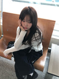 Noban Simple Ribbed Half Crop Knit Cardigan