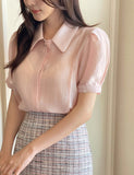 Seri Puff Collar Short Sleeve Blouse