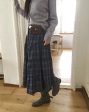 Solpa Check Flare Tiered Long Skirt