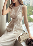 Gelad Linen Side Wrap Sleeveless Long One Piece
