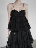 Black Swan Backless Fringe Bustier Top