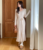 Shuren V-neck Rib Knit Long One Piece (Strap set)