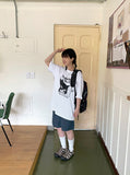 [unisex] Mihu Cat Printing Over Short Sleeve Tee