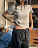 [U-BASIC] Ollie Brushed Round Crop Short Sleeve