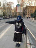 Yoku lettering brushed hood cardigan