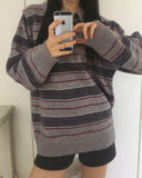 Woven Stripe Button Collar Knit