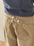 Crane Back Point Wide Washing Denim Pants