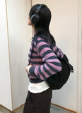 HAIRY STRIPE HOOD ZIP-UP