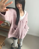 [MADE] Shavel thick bocashi overfit brush winter knit cardigan