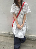 Totomi Dot Shirring Short Sleeve One Piece