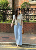 Antho summer cotton wide banding denim pants
