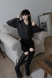 Soft button sleeve sweatshirt