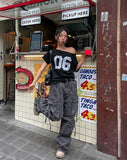 Number 6 Off Shoulder Raglan Short Sleeve