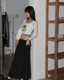 Aesthetics Printed Color Matching See-Through Long Sleeve T-Shirt