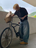 Jet Washing Balloon Denim Pants