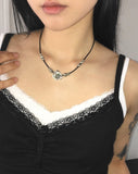 Mipa Vintage Flower Pendant Rope Necklace