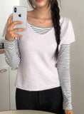 Poring V-neck short-sleeved knit