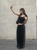 Evil Shirring Crop Puff Ribbon Smoke Blouse