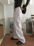 Fit Flower Embossing Ribbon Strap Banding Long Wide Pants