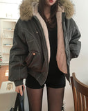 Trisher Raccoon Fur Cut-Out Padded Jumper