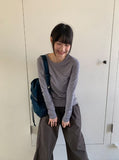 Beltary Color Round Long Sleeve Tee