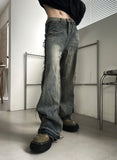 Messy fringe denim