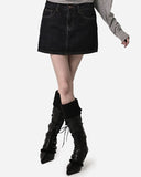 Embroidered Western Raw Denim Skirt