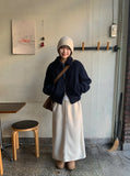 Kanidi Banding Fleece Check Pocket Long Skirt
