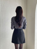 Dielb Half Neck Unbalanced Drape T-Blouse