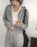 Immel Pocket Ribbed Color Matching Two-Way Pile Hood Zip-Up