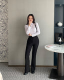 Tight Creamy Half-Neck Basic T-shirt