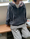 Torain Check Denim Hood Anorak Sweatshirt