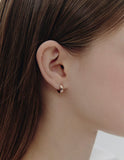 Champagne Full Moon Silver Grip One-Touch Earrings S