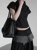 Mode Half-Neck Trench Blouse