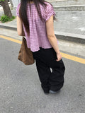 Pocochi Check Shirring Blouse