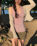 Summer Punching Ruffle Crop Cardigan