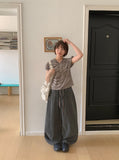 Coden Crack Washing Cotton Pintuck Wide Pants