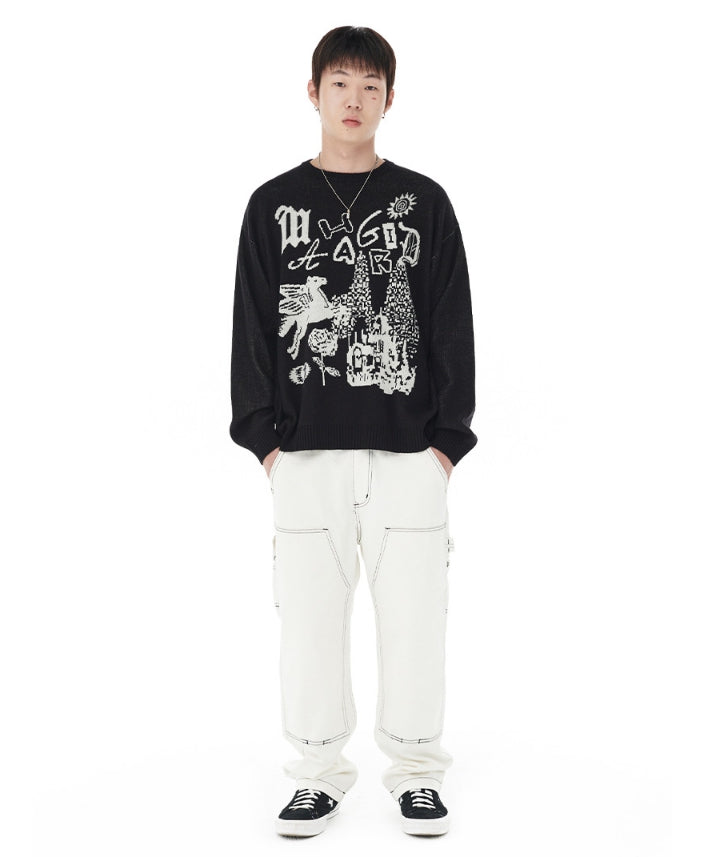 さらに100円引き◆MAHAGRID◆FANTASIA KNIT SWEATER MUSINSA公式 | MAHAGRID FANTASIA KNIT SWEATER BLACK(MG2DFMK623A)